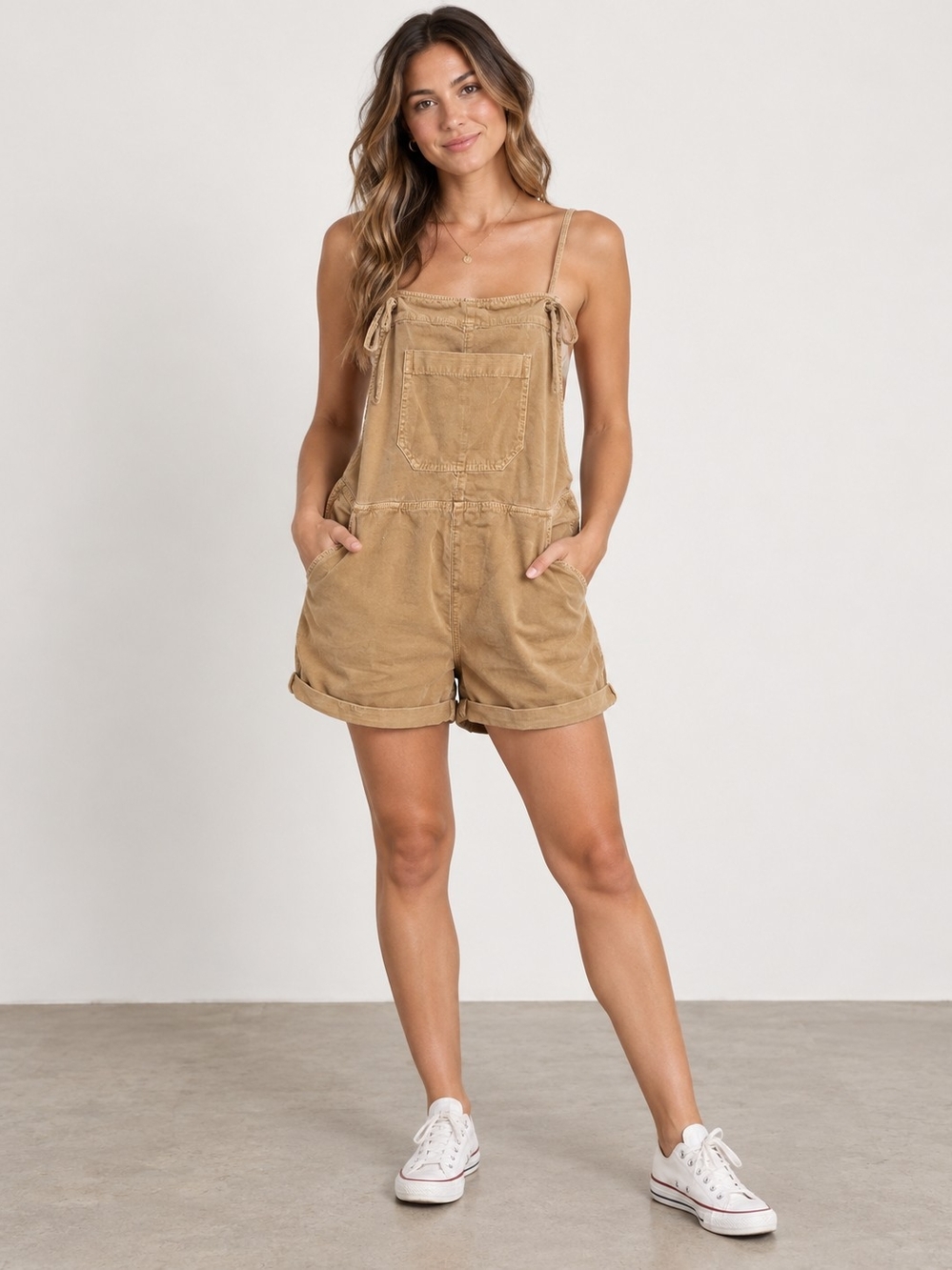 Billabong Tan Short Overalls